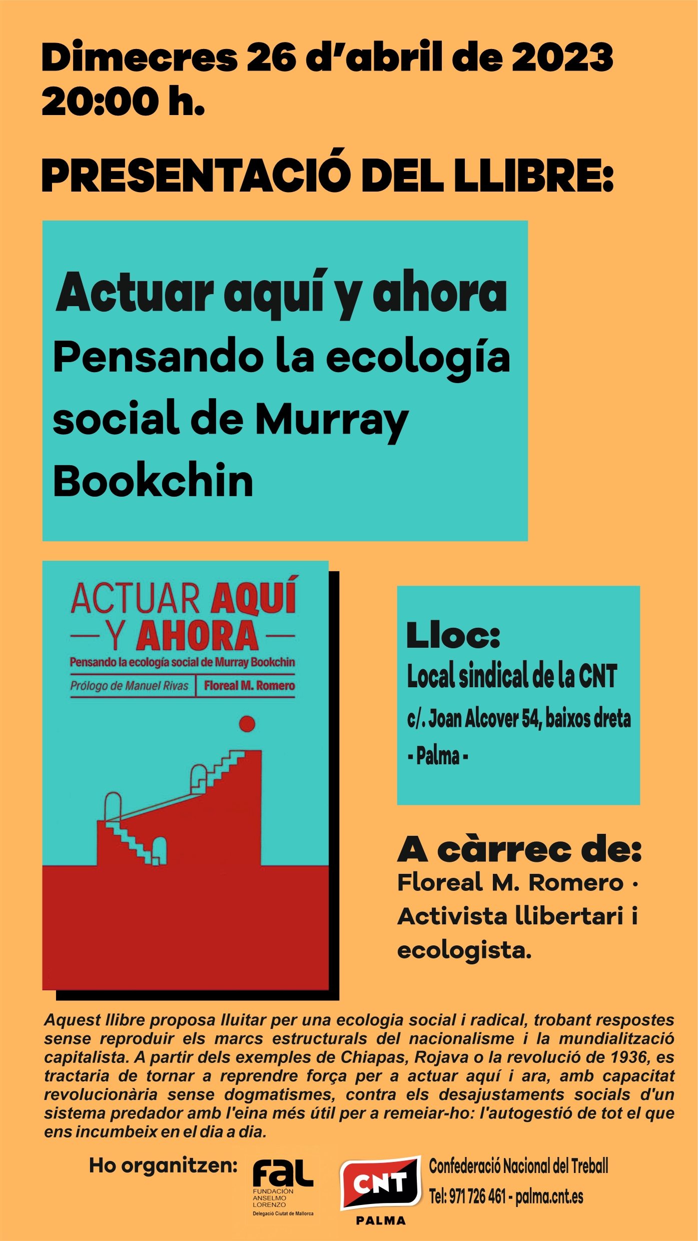 Presentació del llibre: “Actuar aquí y ahora. Pensando la ecología social de Murray Bookchin”