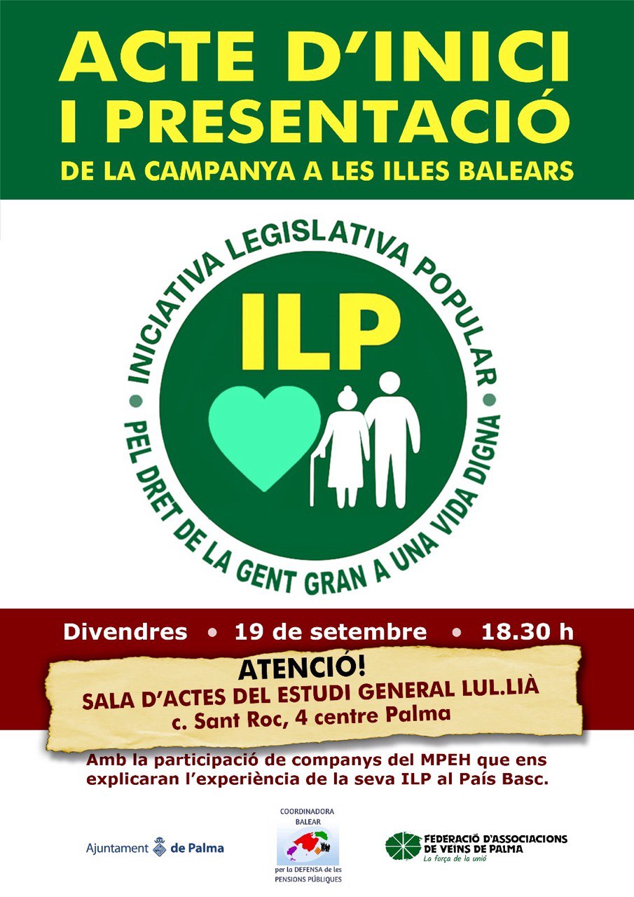 Acte de Presentació de la ILP – per el deret de la gent gran a una vida digna